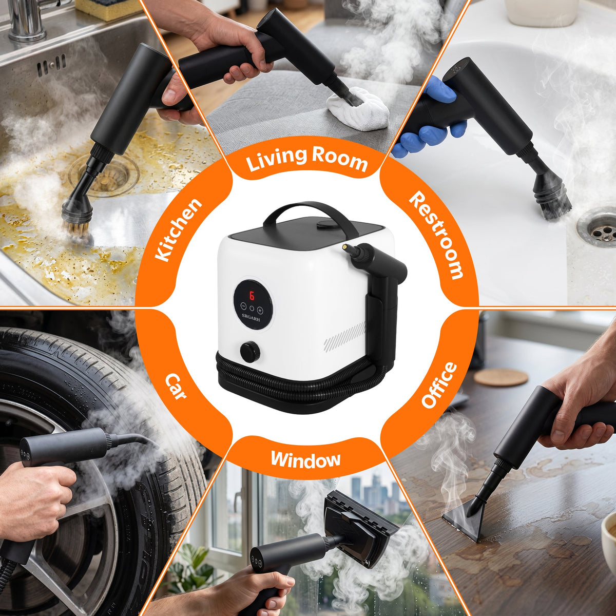 PRIMIORIX® Version 3.0 Handheld Steam Cleaner | 2500ML Large Tank | 1 Hour Non-Stop Cleaning